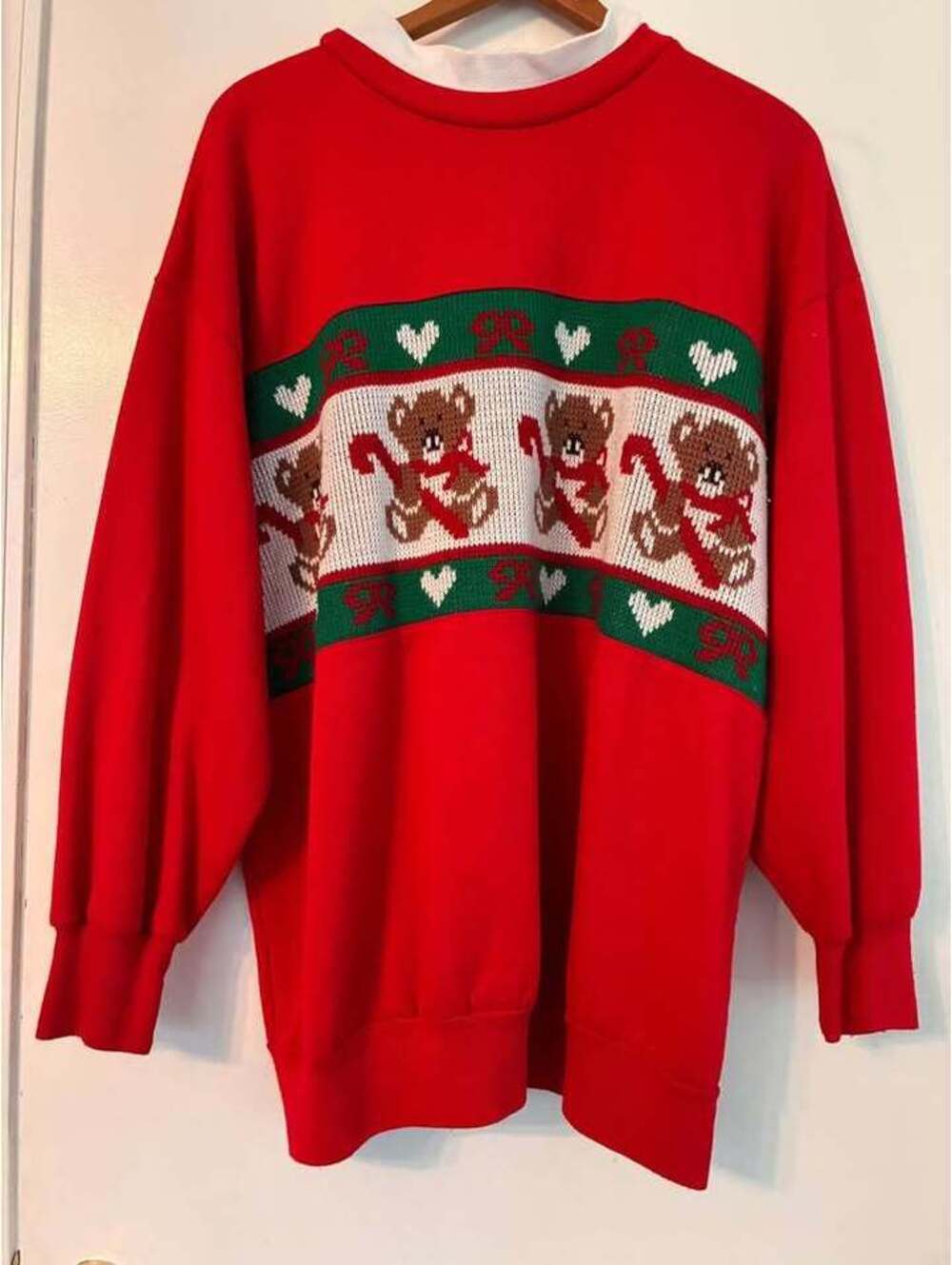Vintage 80s/90s NutCracker Teddy Bear Christmas Sweatshirt – Est. XL – Oversized